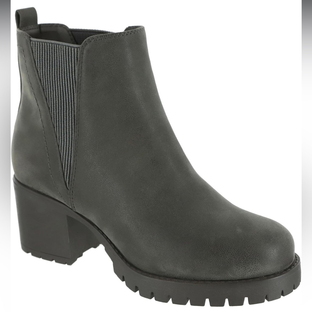 MIA Jody Charcoal Gray Vegan Leather Booties, Chelsea Boots